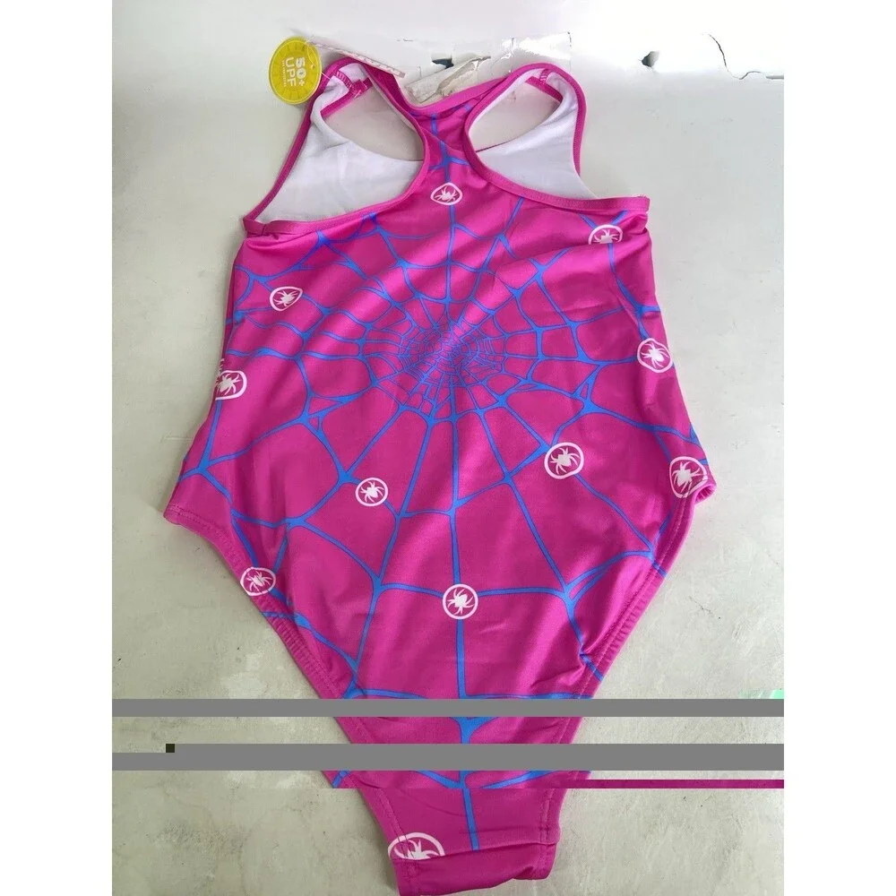 Marvel Ghost Spider One Piece Pink Swim Swimsuit Swimwear Girls Size 10